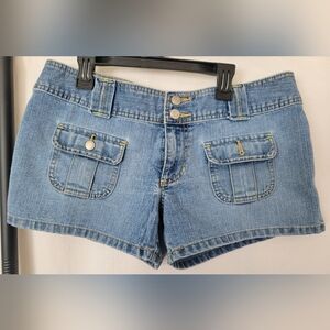 Y2k Old Navy Ultra Low Waist Denim Blue Jean Womens Shorts Size 8 Vintage Junior